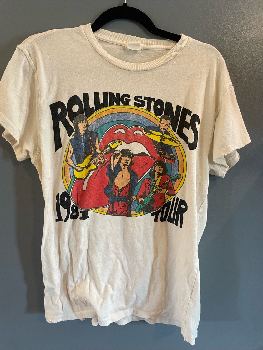 MadeWorn Rolling Stones Graphic Tee Cream Cotton Tee - Brand Tag Detail